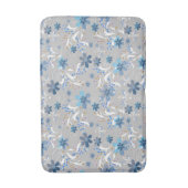 Grijze bloem, retro, grijs, blauw badmat (Voorkant Verticaal)