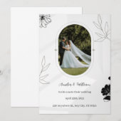 Grijze Bloemen Eenvoudige Huwelijksuitnodiging Kaart (Voorkant / Achterkant)