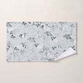 Grijze Bloemen Schilderen Botanisch Bad Handdoek (Handdoek)