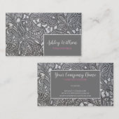 Grijze bloemenkant visitekaartje (Voorkant / Achterkant)