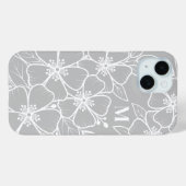Grijze Bloemige Monogram Case-Mate iPhone Case (Achterkant (horizontaal))