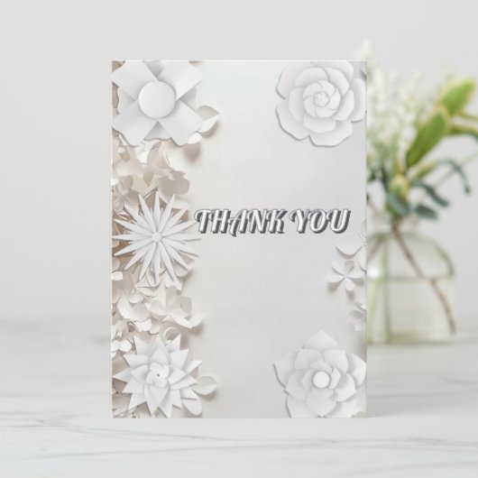 Grijze bloemige textuur in reliëf Bedankt bruiloft Kaart (Staand voorkant)
