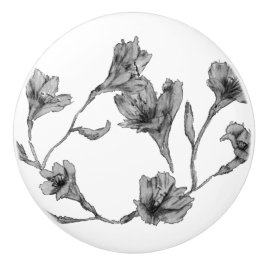 Grijze bloemige Waterverf Keramische Knop