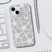 Grijze bloemmonogram Case-Mate iPhone case