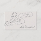Grijze Bloemschets Elegant Visitekaartje (Voorkant)