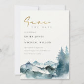 Grijze Blush Blue Mountains pine Save the Date Kaart (Voorkant)