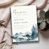 Grijze Blush Blue Mountains pine Save the Date Kaart