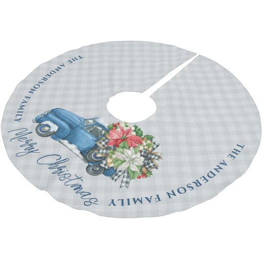 Grijze Boerderij Plaid Blauwe Kerstwagen Kerstboom Rok (Gekanteld)