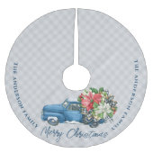 Grijze Boerderij Plaid Blauwe Kerstwagen Kerstboom Rok (Voorkant)