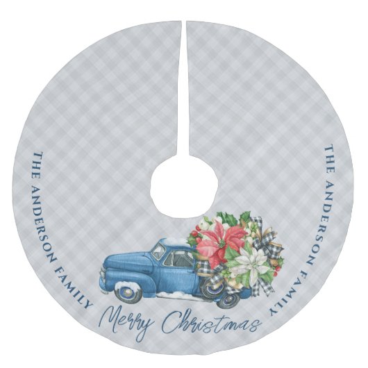 Grijze Boerderij Plaid Blauwe Kerstwagen Kerstboom Rok (Voorkant)