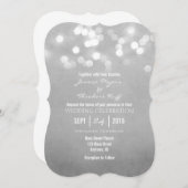 Grijze Bokeh Glitter Lights bruiloft uitnodiging (Voorkant / Achterkant)