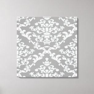 Grijze Bold Damask @ Emporiomoffa Canvas Afdruk