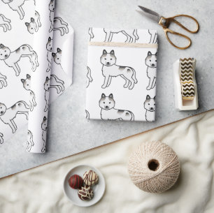 Grijze bonte Siberische Husky Leuke hondenpatroon Cadeaupapier