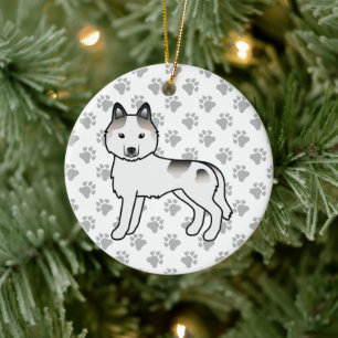 Grijze bonte Siberische Husky Schattige Cartoon Ho Keramisch Ornament