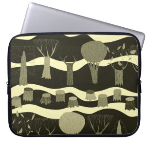 Grijze bosachtige wandtapijten: boompatroon. laptop sleeve