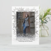 Grijze botanische foto Afstuderen aankondiging (Staand voorkant)