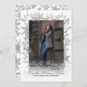 Grijze botanische foto Afstuderen aankondiging (Voorkant / Achterkant)