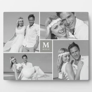 Grijze Box Tijdloze Monogram Trouwfoto-ezel Fotoplaat