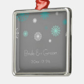 Grijze bruiloft Aangepaste naam kerstversiering Metalen Ornament (Links)