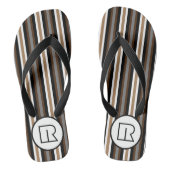 Grijze, bruine en zwarte strepen met monogram teenslippers (Voetbed)