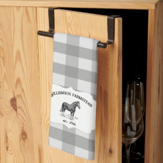 Grijze Buffel Plaid Boerderij Paard Keukenhanddoek