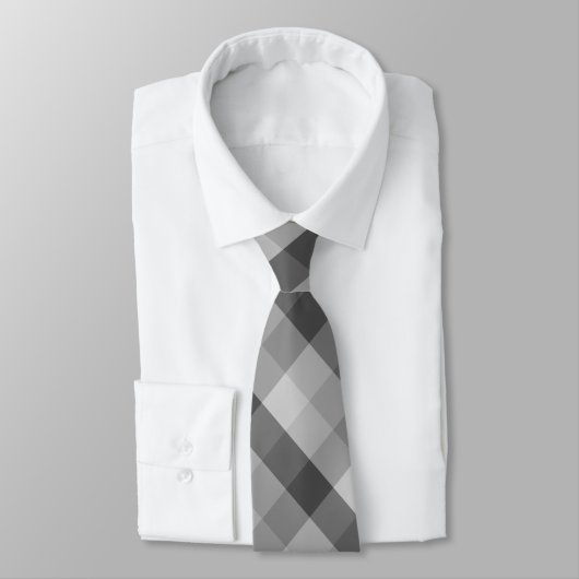 Grijze Buffel Plaid & Monogram Stropdas (Gebonden)