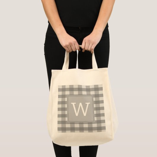 Grijze buffelmonogram Canvas tas (Voorkant (product))