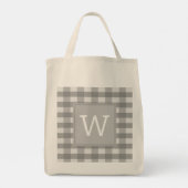 Grijze buffelmonogram Canvas tas (Achterkant)