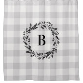 Grijze buffelmonogram | Farmhouse Bathroom Douchegordijn (Voorkant)