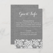 Grijze Burlap en Kant Info Kaart - Rustieke bruilo (Voorkant / Achterkant)