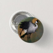 Grijze Button met kraanvogel - Schilderen (Voorkant /achterkant)