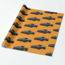 Grijze C8 Corvette Sports Car Hand getrokken Cadeaupapier