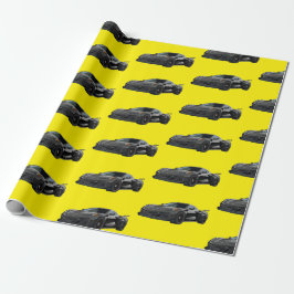 Grijze C8 Corvette Sports Car Hand getrokken Cadeaupapier