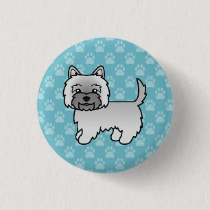 Grijze Cairn Terrier Hond Mooie Illustratie Op Bla Ronde Button 3,2 Cm