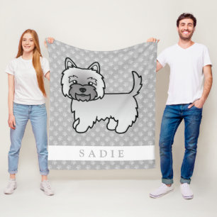 Grijze Cairn Terrier Honden Illustratie Aangepaste Fleece Deken