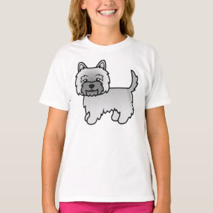Grijze Cairn Terrier Schattige Cartoon Hond T-shirt