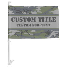 Grijze Camo Car Flag w/ Text