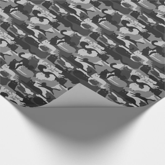 Grijze Camouflage Katten Pattern Grey Kitty Cats C Cadeaupapier (Hoek)