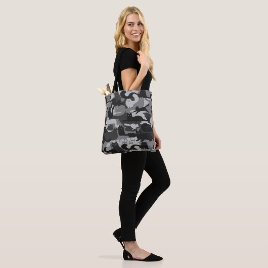 Grijze Camouflage Katten Pattern Grey Kitty Cats C Draagtas (Op model)