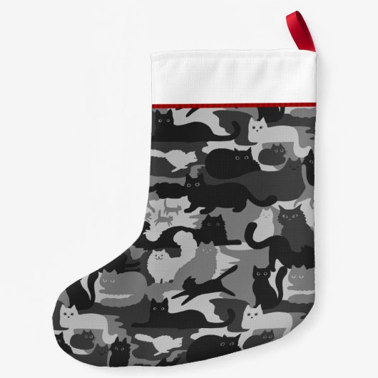 Grijze Camouflage Katten Pattern Grey Kitty Cats C Kleine Kerstsok (Achterkant)