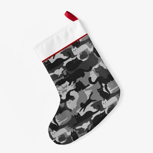 Grijze Camouflage Katten Pattern Grey Kitty Cats C Kleine Kerstsok (Achterkant (Hangend))