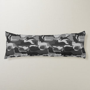 Grijze Camouflage Katten Pattern Grey Kitty Cats C Lichaamskussen