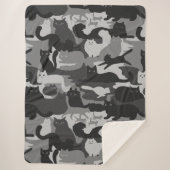 Grijze Camouflage Katten Pattern Grey Kitty Cats C Sherpa Deken (Voorkant)