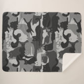 Grijze Camouflage Katten Pattern Grey Kitty Cats C Sherpa Deken (Voorkant (horizontaal))
