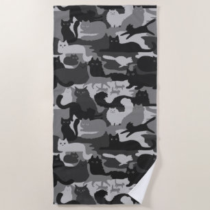 Grijze Camouflage Katten Pattern Grey Kitty Cats C Strandlaken