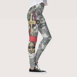 Grijze camouflage, met ankergrafisch ontwerp 023. leggings