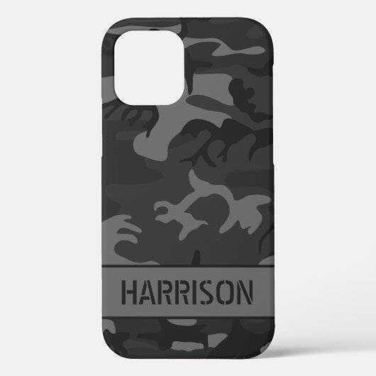 Grijze camouflage monogram Case-Mate iPhone case (Achterkant)