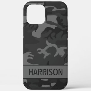 Grijze camouflage monogram iPhone 12 pro max hoesje