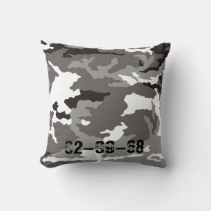 Grijze camouflagepatroon kussen