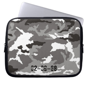 Grijze camouflagepatroon laptop sleeve